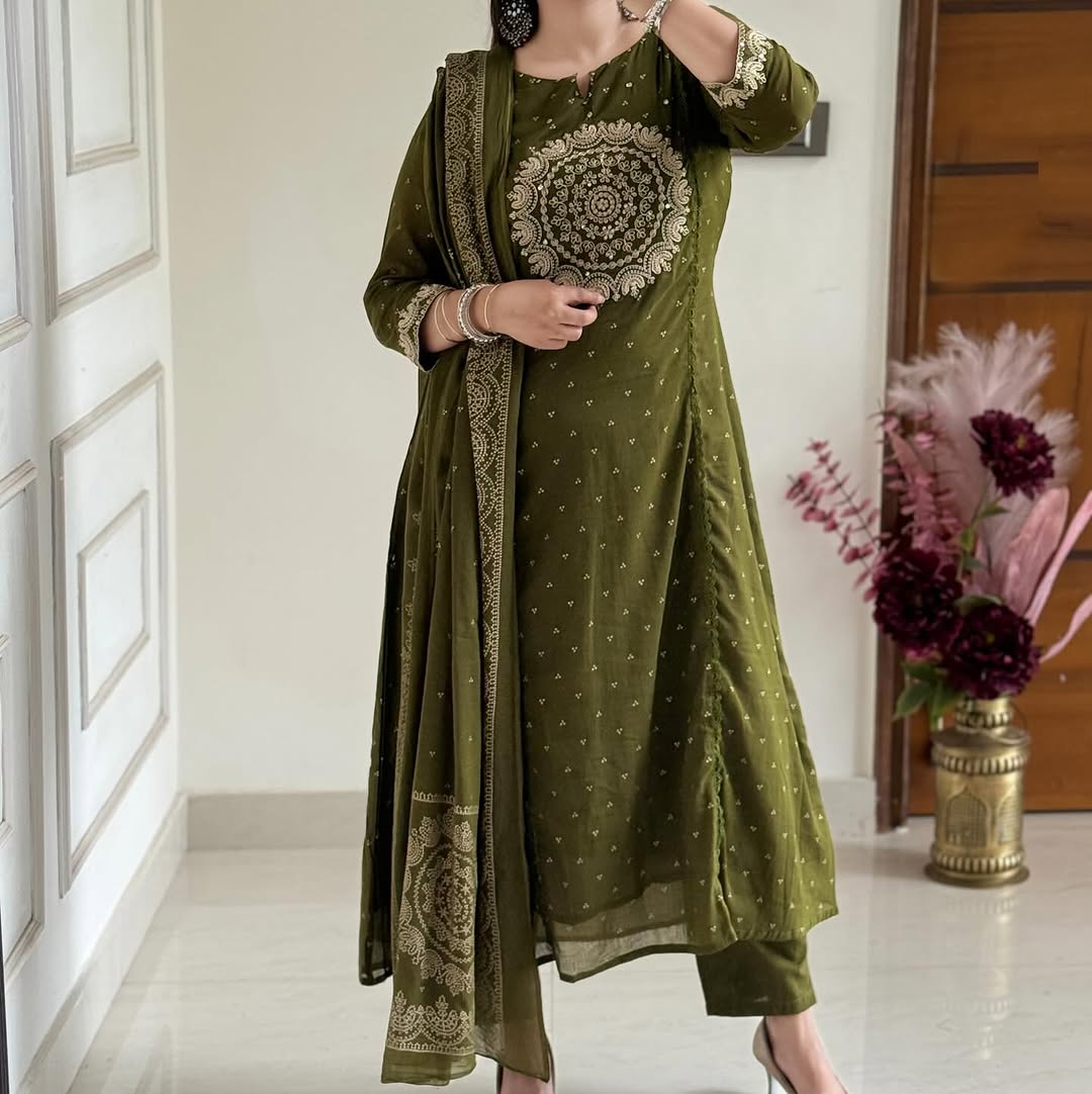 Purple/Pink/Green/Orange Festive Embroidered Kurta Set
