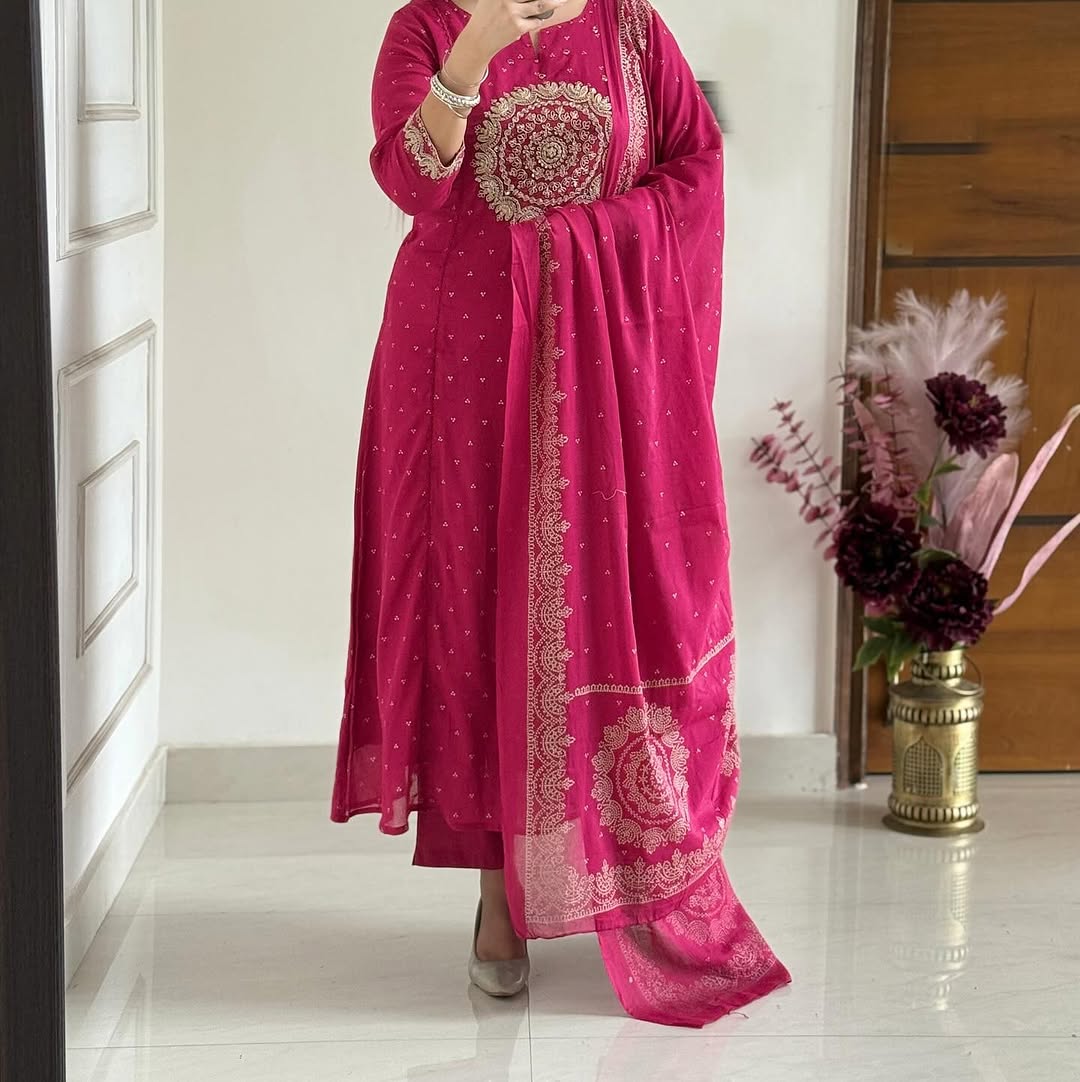 Purple/Pink/Green/Orange Festive Embroidered Kurta Set