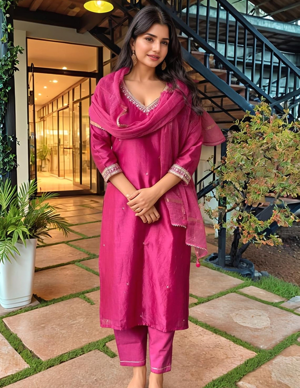 Pink Festive Wear Kurta Set