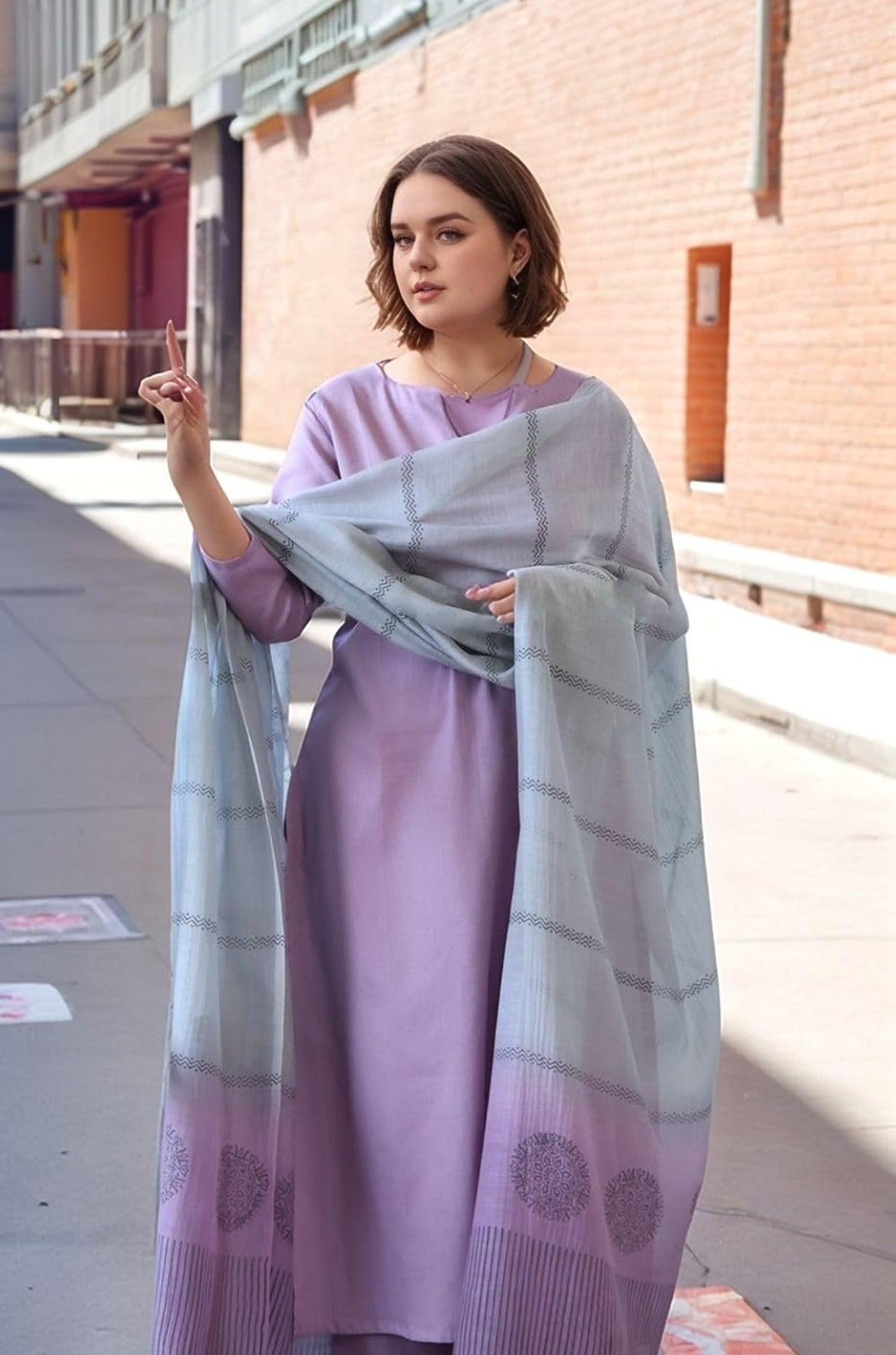 Lavender and Pink Kurta Set
