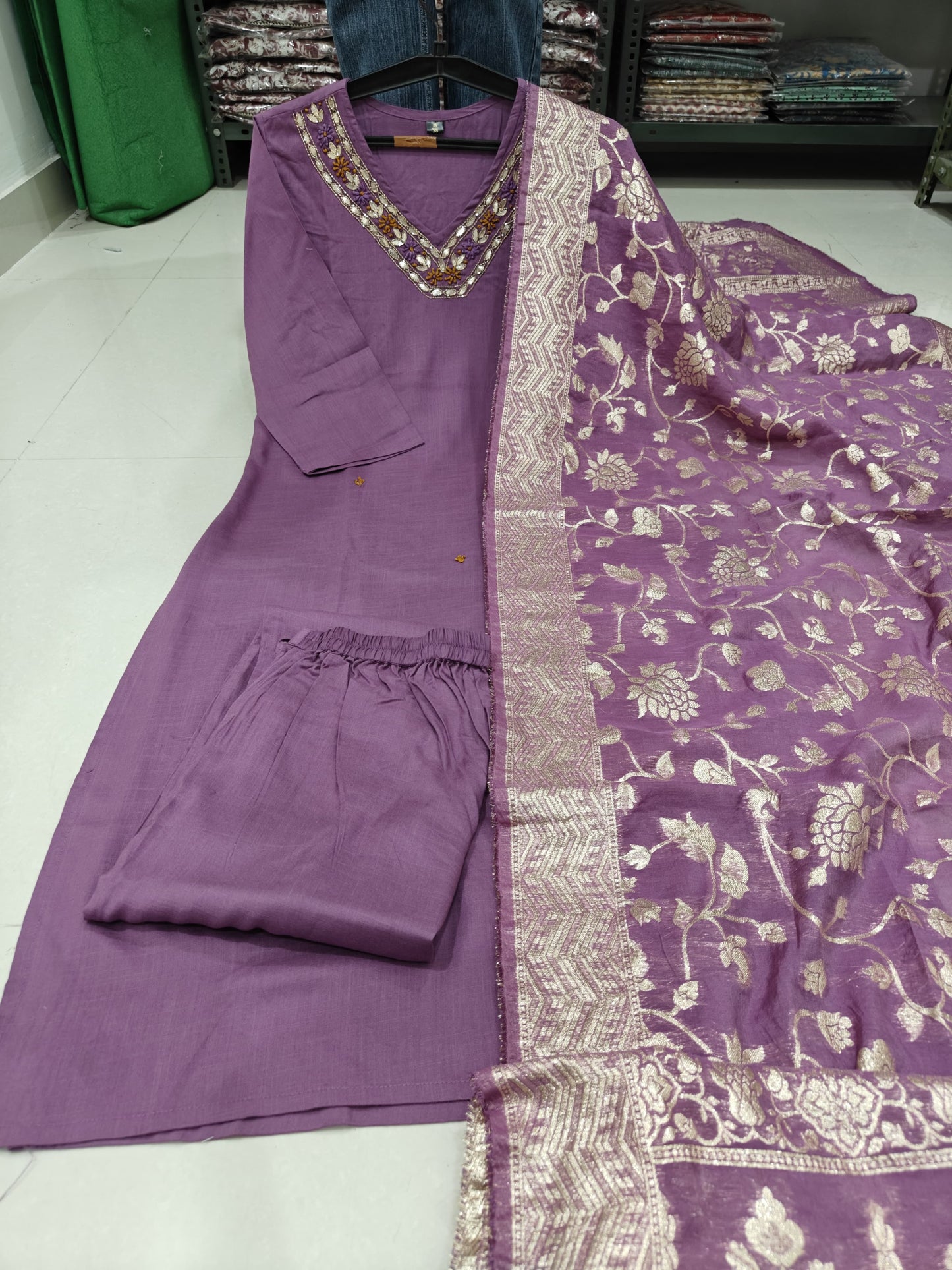 Cotton Silk Embroidered Kurta Set