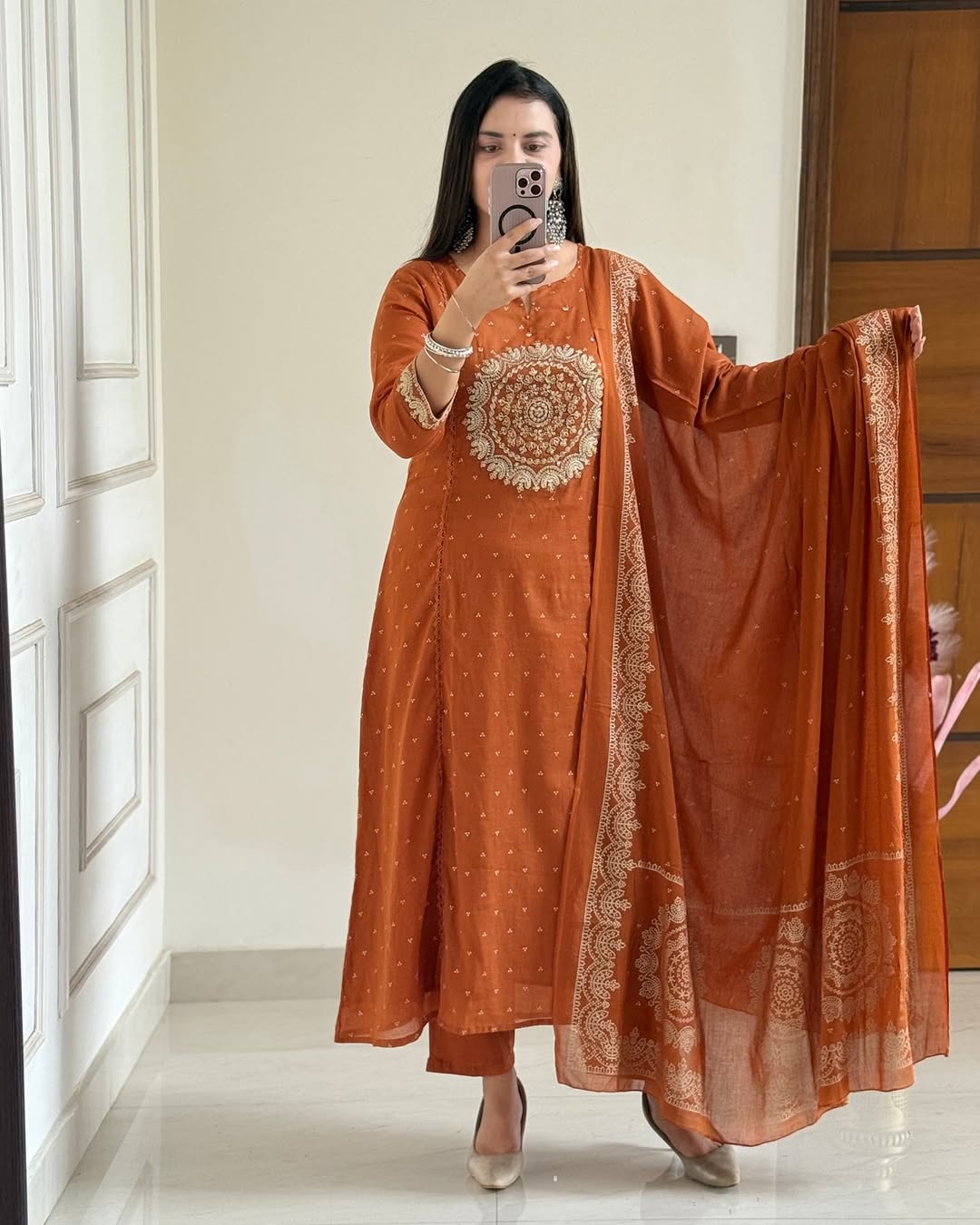 Purple/Pink/Green/Orange Festive Embroidered Kurta Set