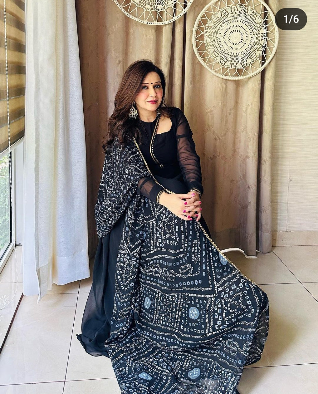 Black Designer Georgette Gown Kurta Set