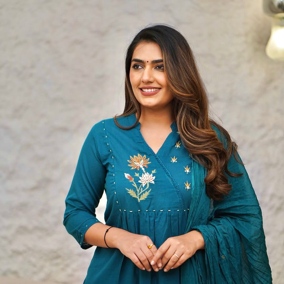 Embroidered Angrakha Style Cotton Kurta Set