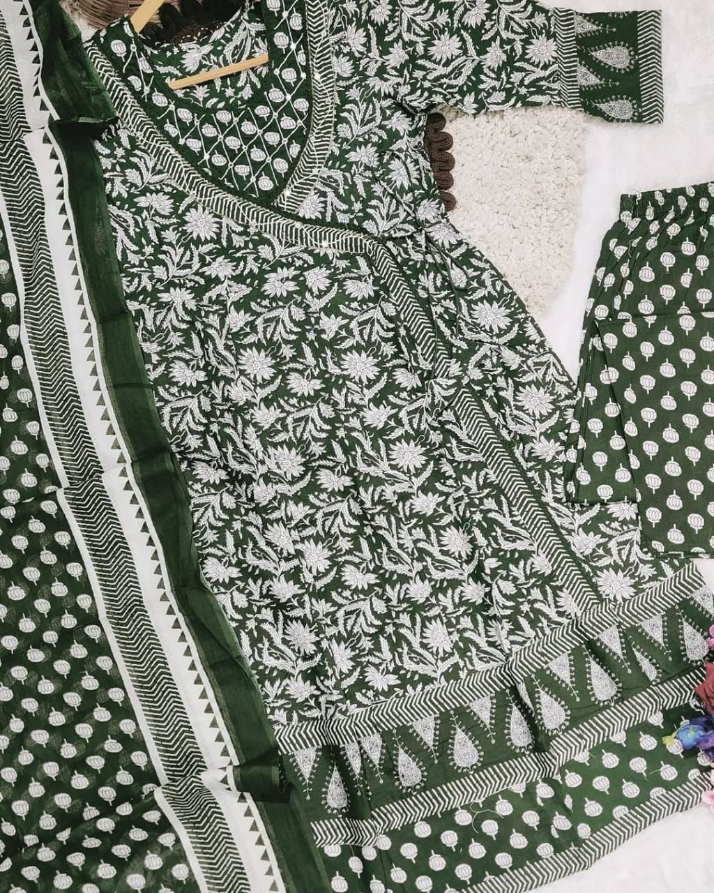 Green/OrangeAnarkali Kurta Set