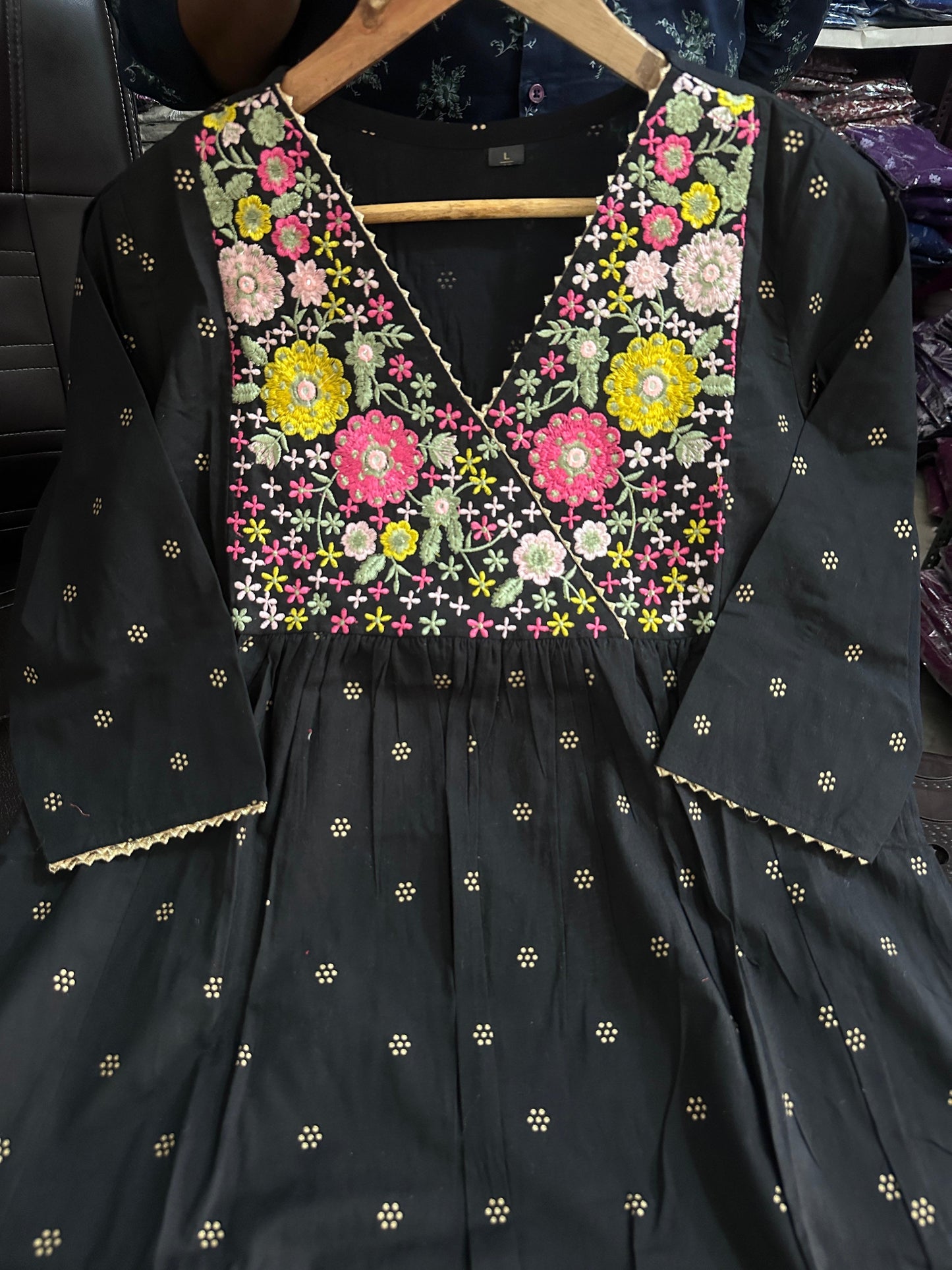 Black/Maroon A Line Embroidered
Kurta Set