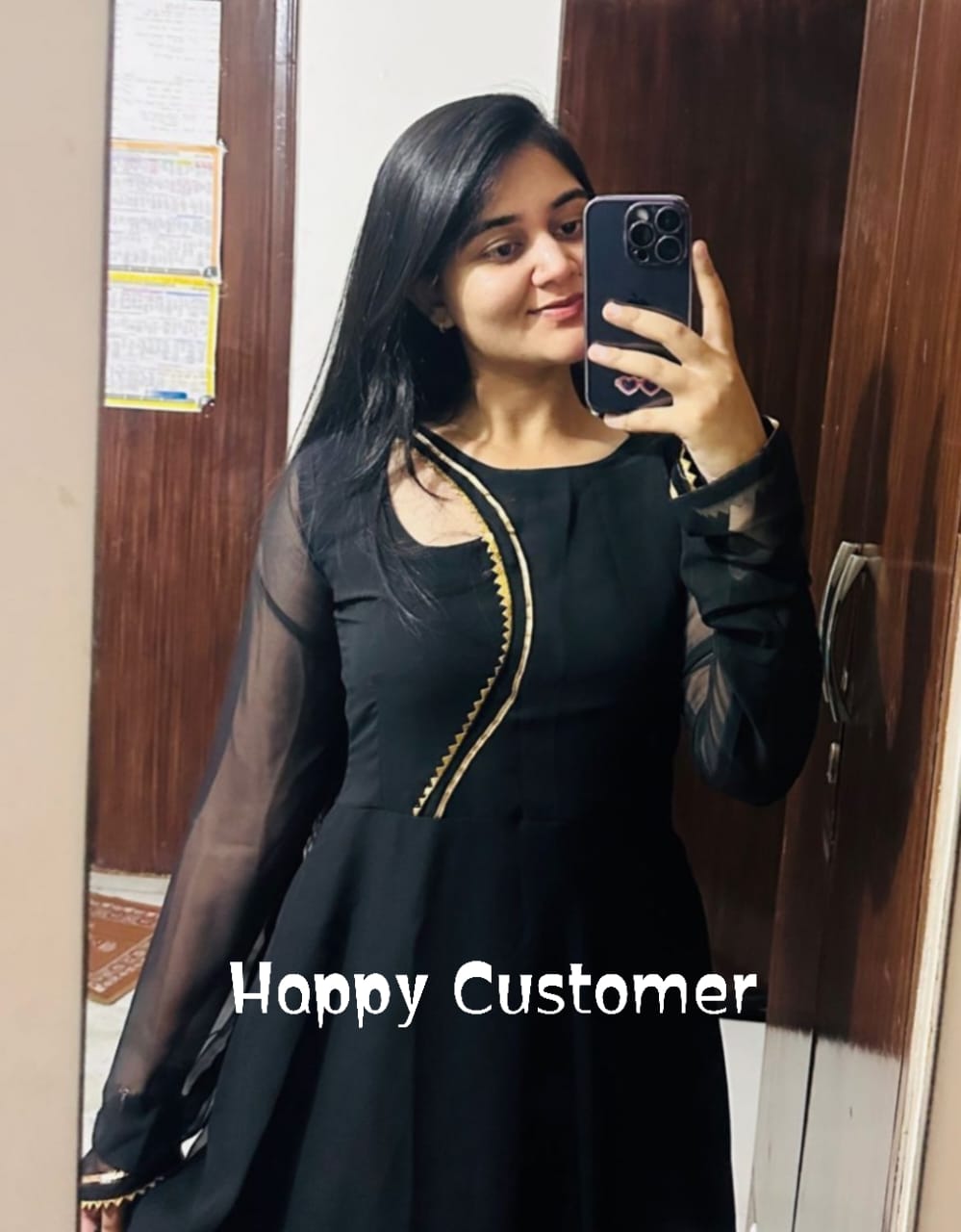 Black Designer Georgette Gown Kurta Set