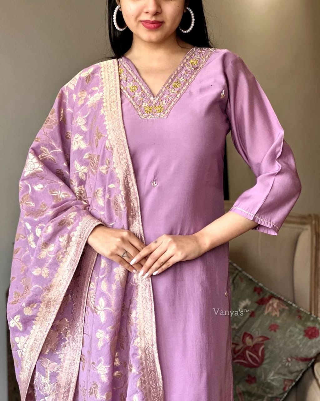 Cotton Silk Embroidered Kurta Set