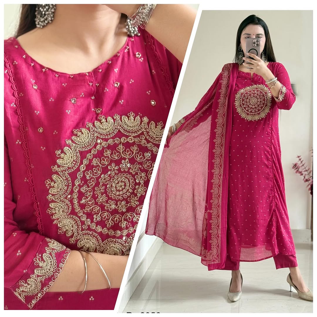 Purple/Pink/Green/Orange Festive Embroidered Kurta Set