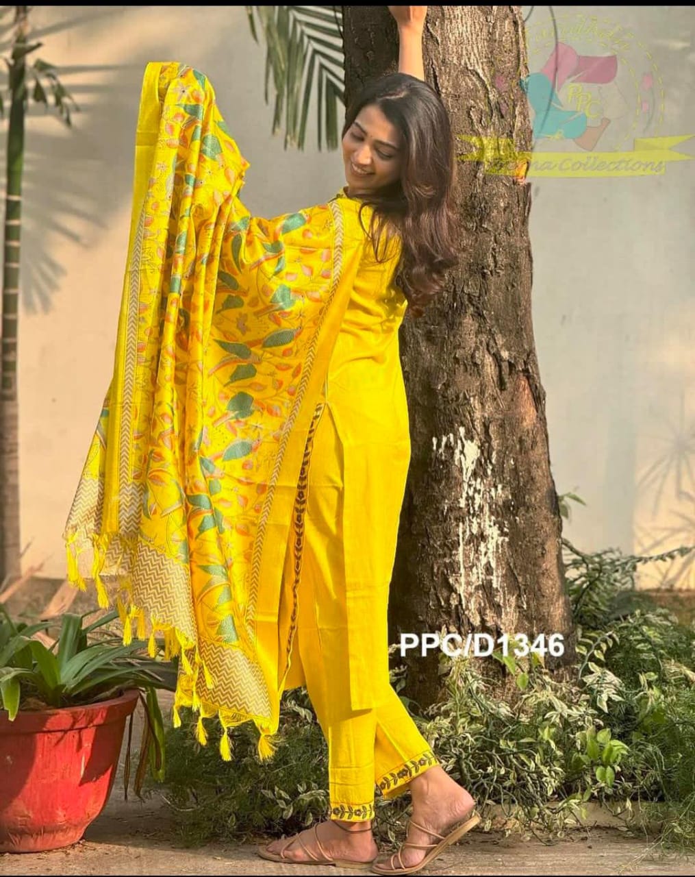 Yellow Embroidered Kurta Set with Madhubani Dupatta