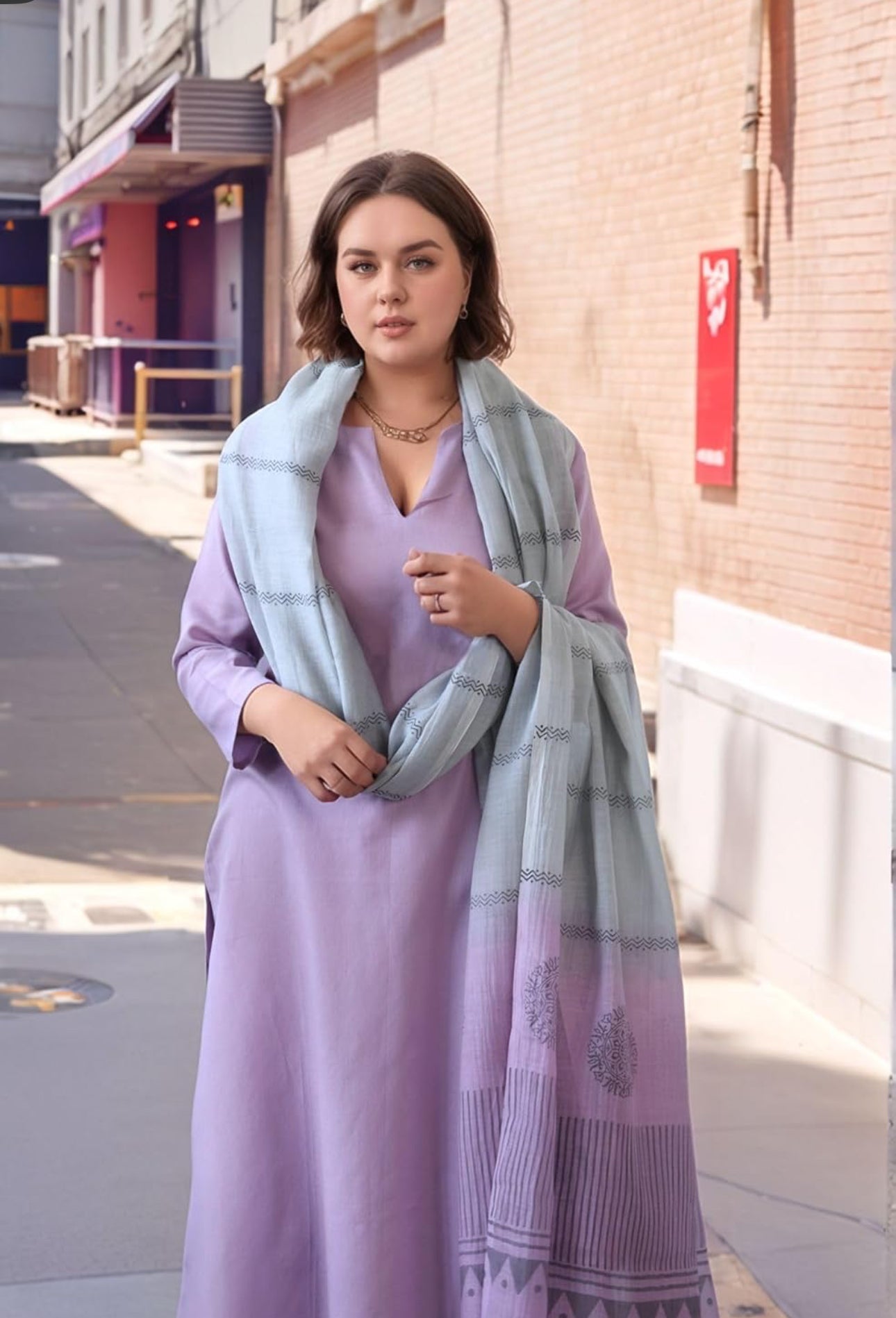 Lavender and Pink Kurta Set