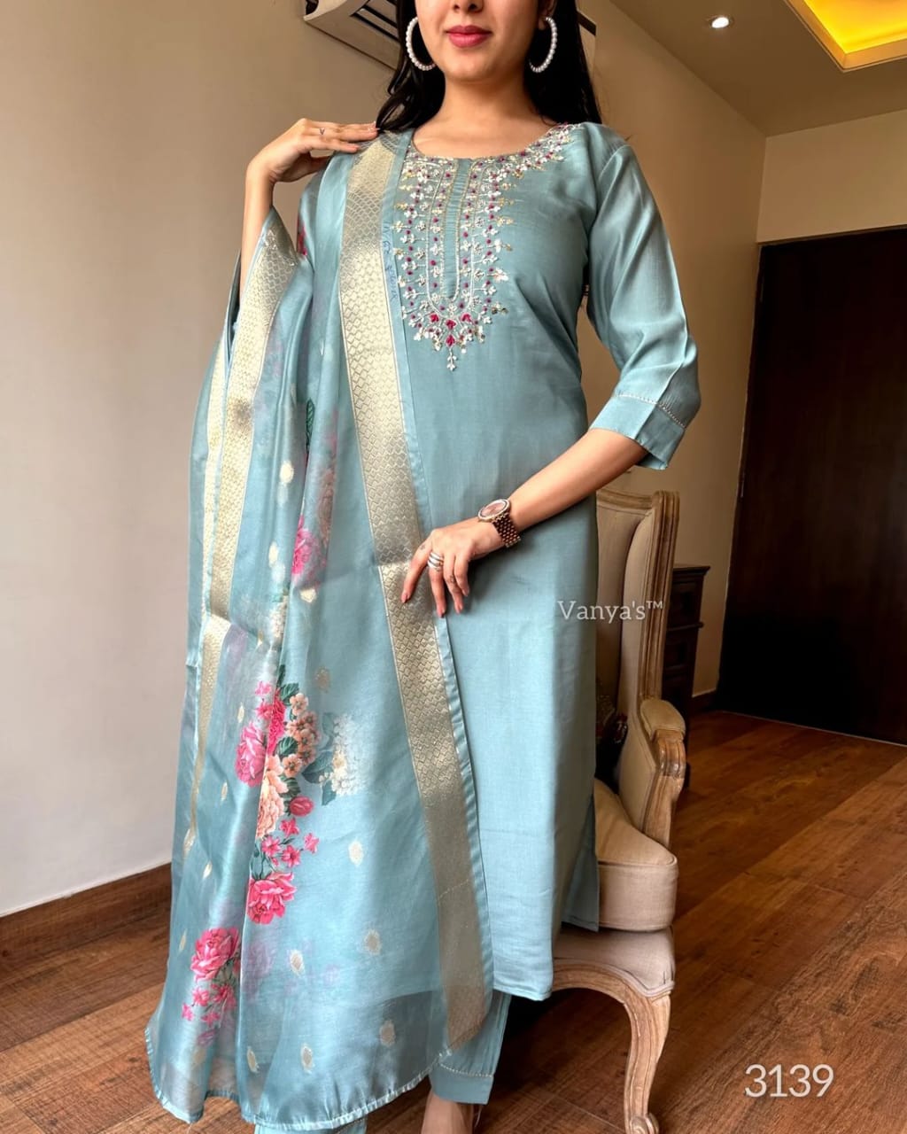 Cotton Silk Embroidered Kurta Set