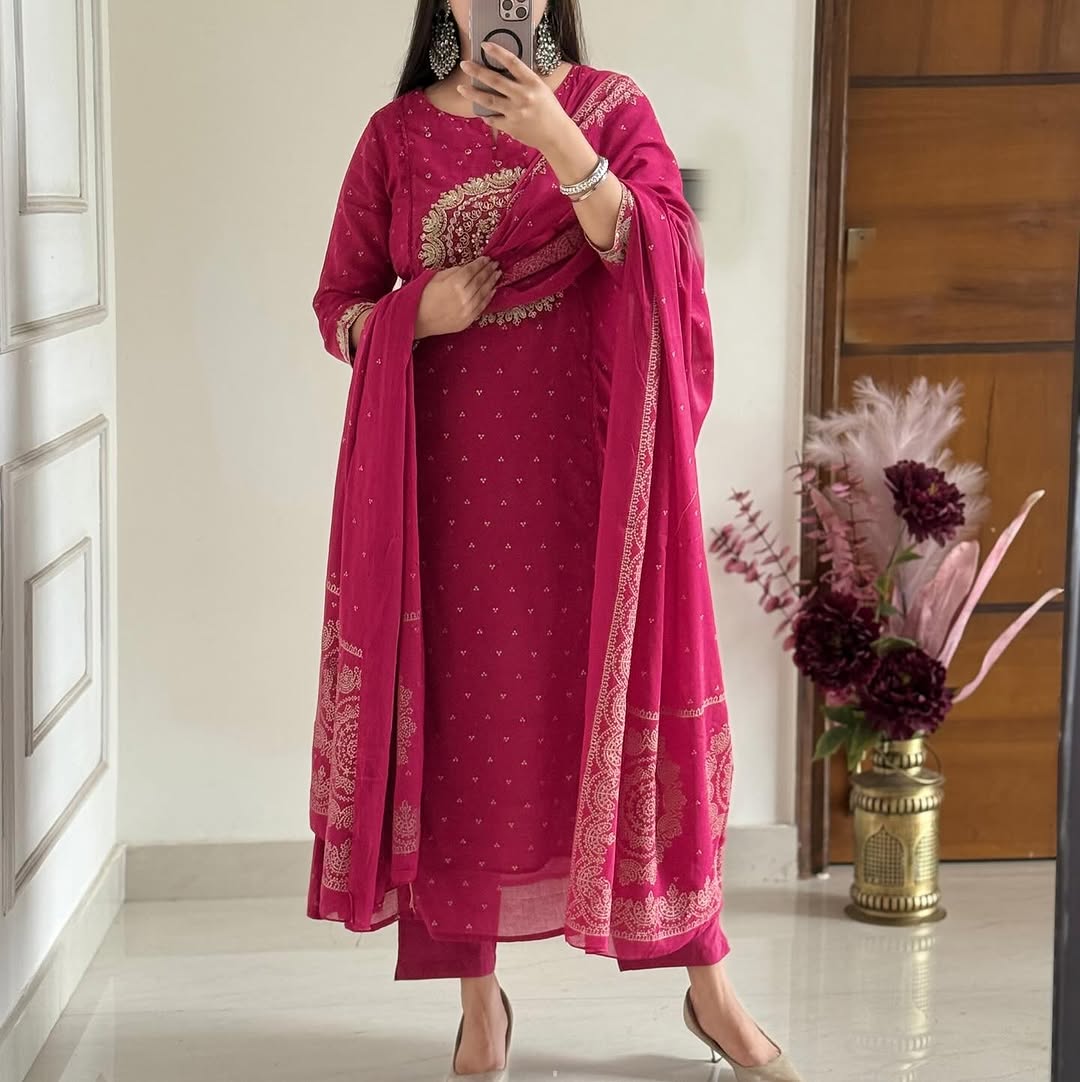 Purple/Pink/Green/Orange Festive Embroidered Kurta Set