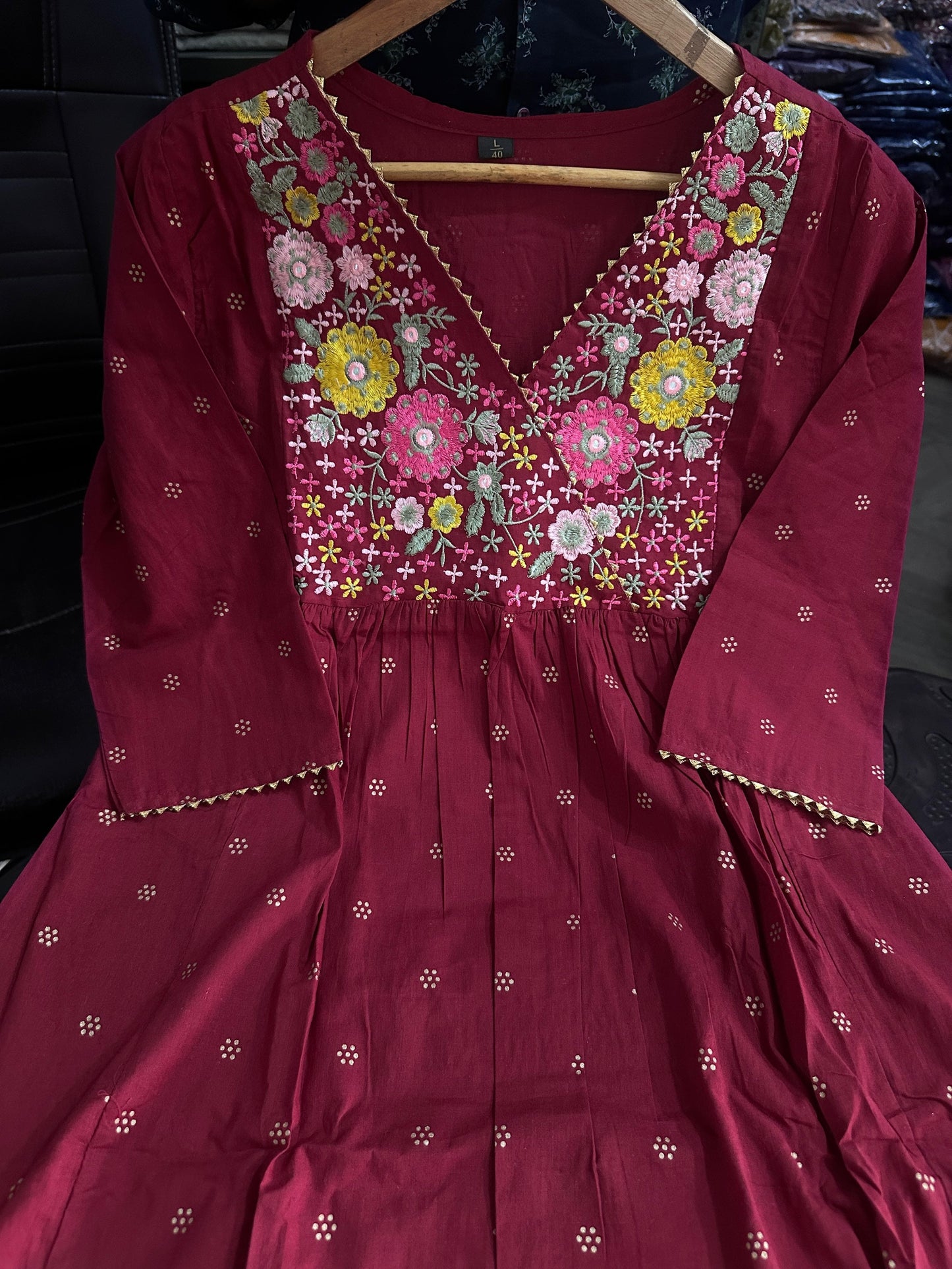Black/Maroon A Line Embroidered
Kurta Set