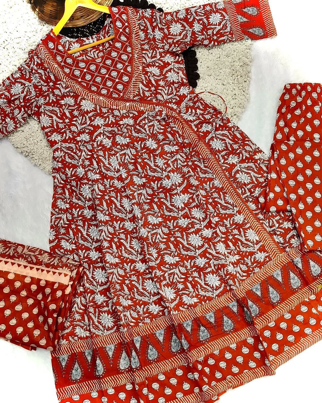 Green/OrangeAnarkali Kurta Set