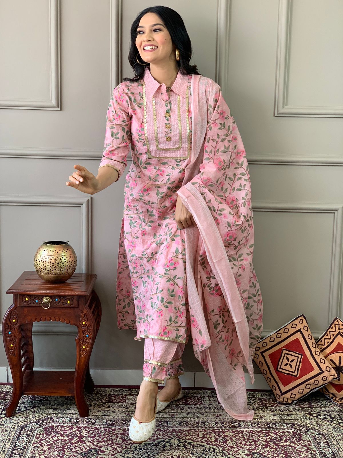 Printed Afghani Style Kurta Set