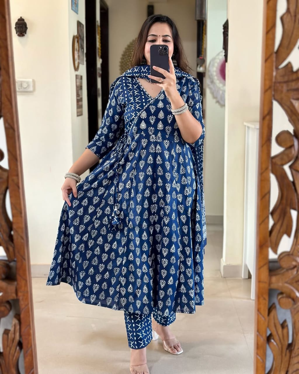 Sanganer Angrakha Kurta Set
