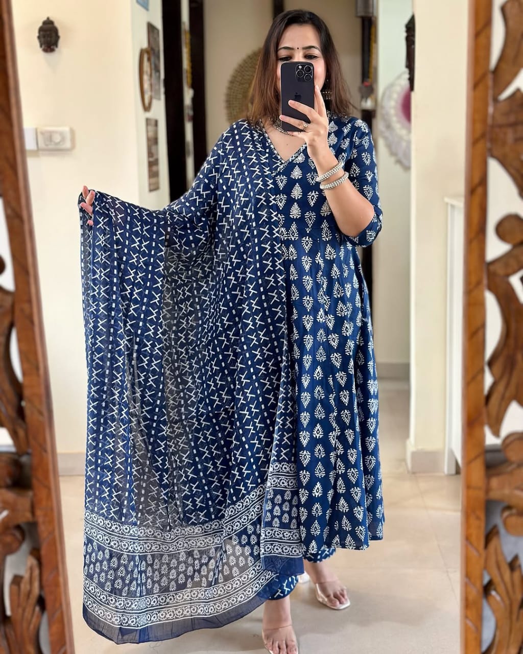 Sanganer Angrakha Kurta Set
