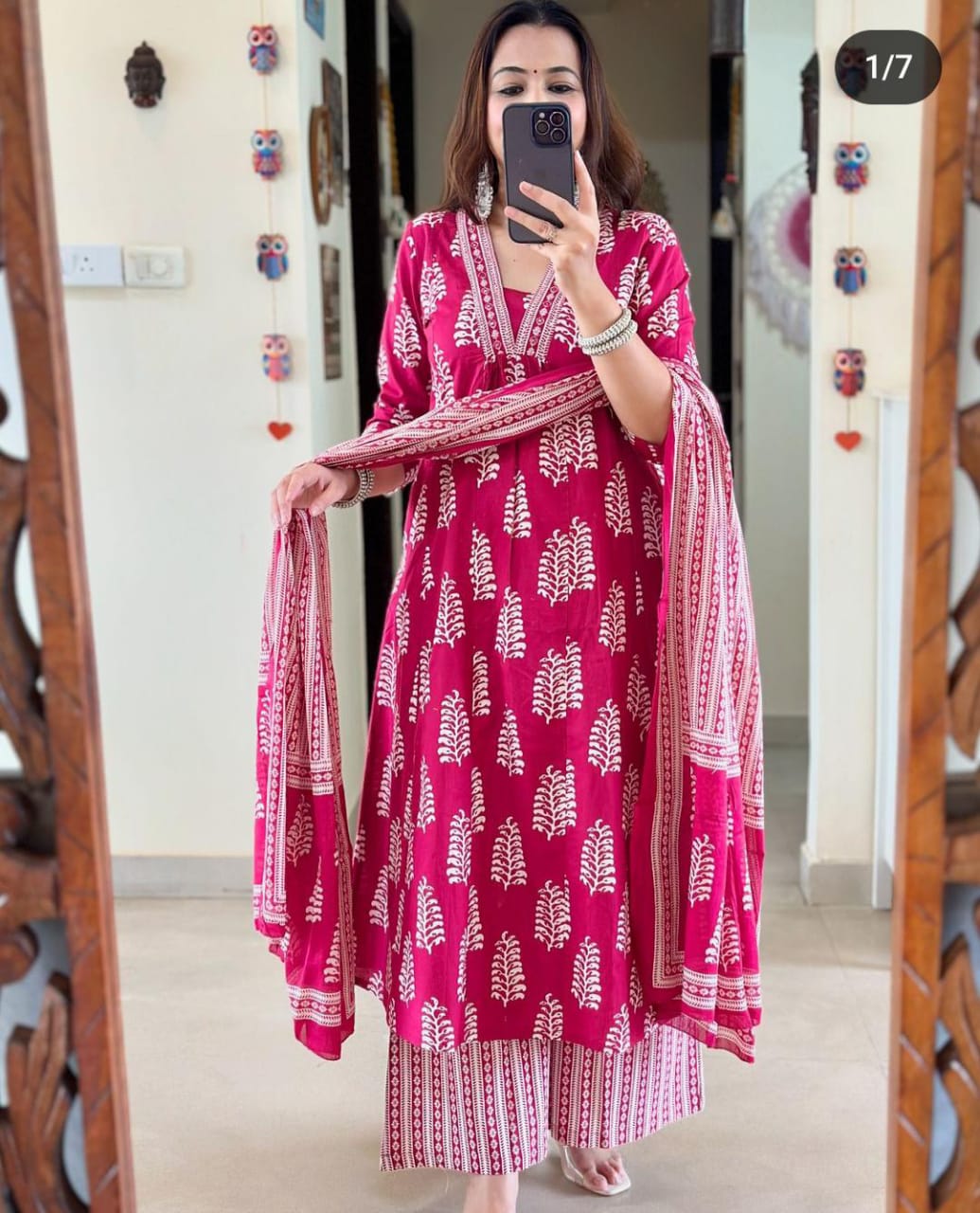 Pink Hand Block Printed Cotton Kurta Set