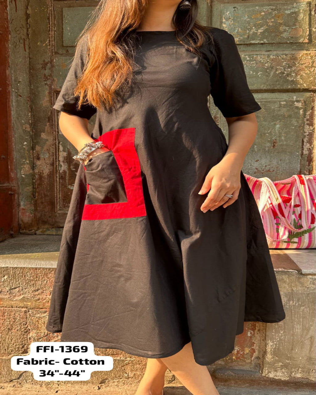 The Red Pocket Black Dress