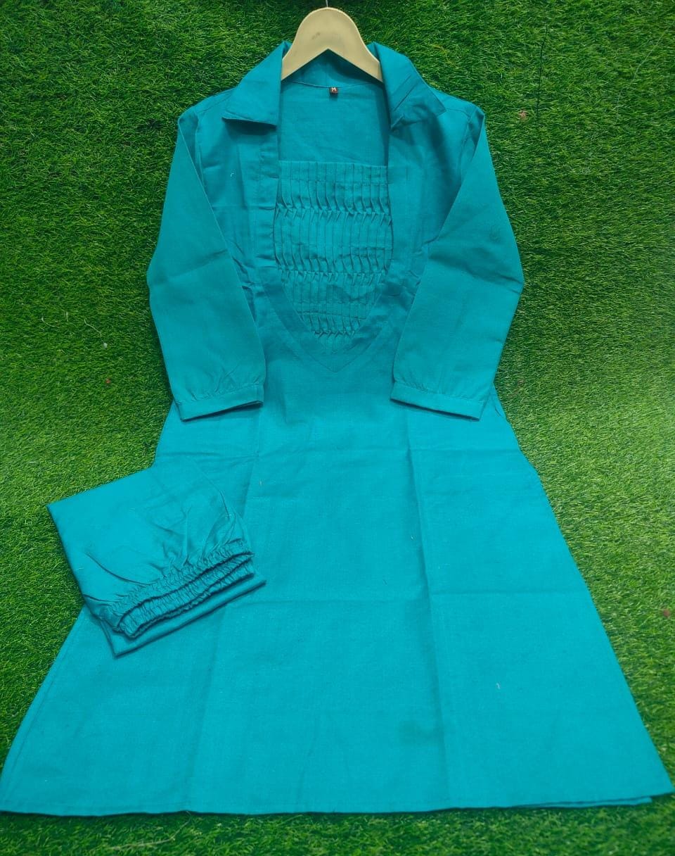 Pintucks Pure Cotton Kurta Set