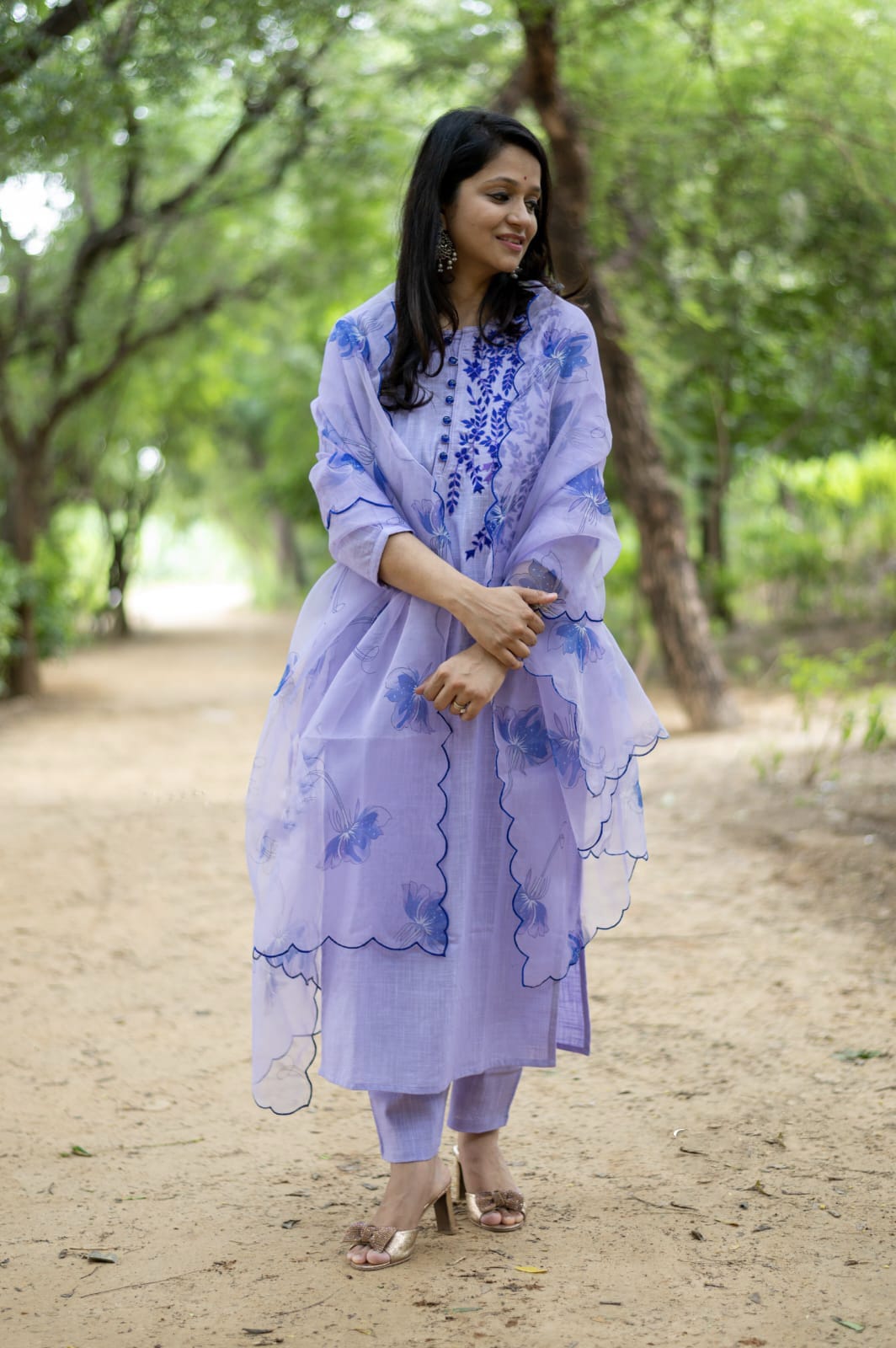 Purple Embroidered Kurta Set