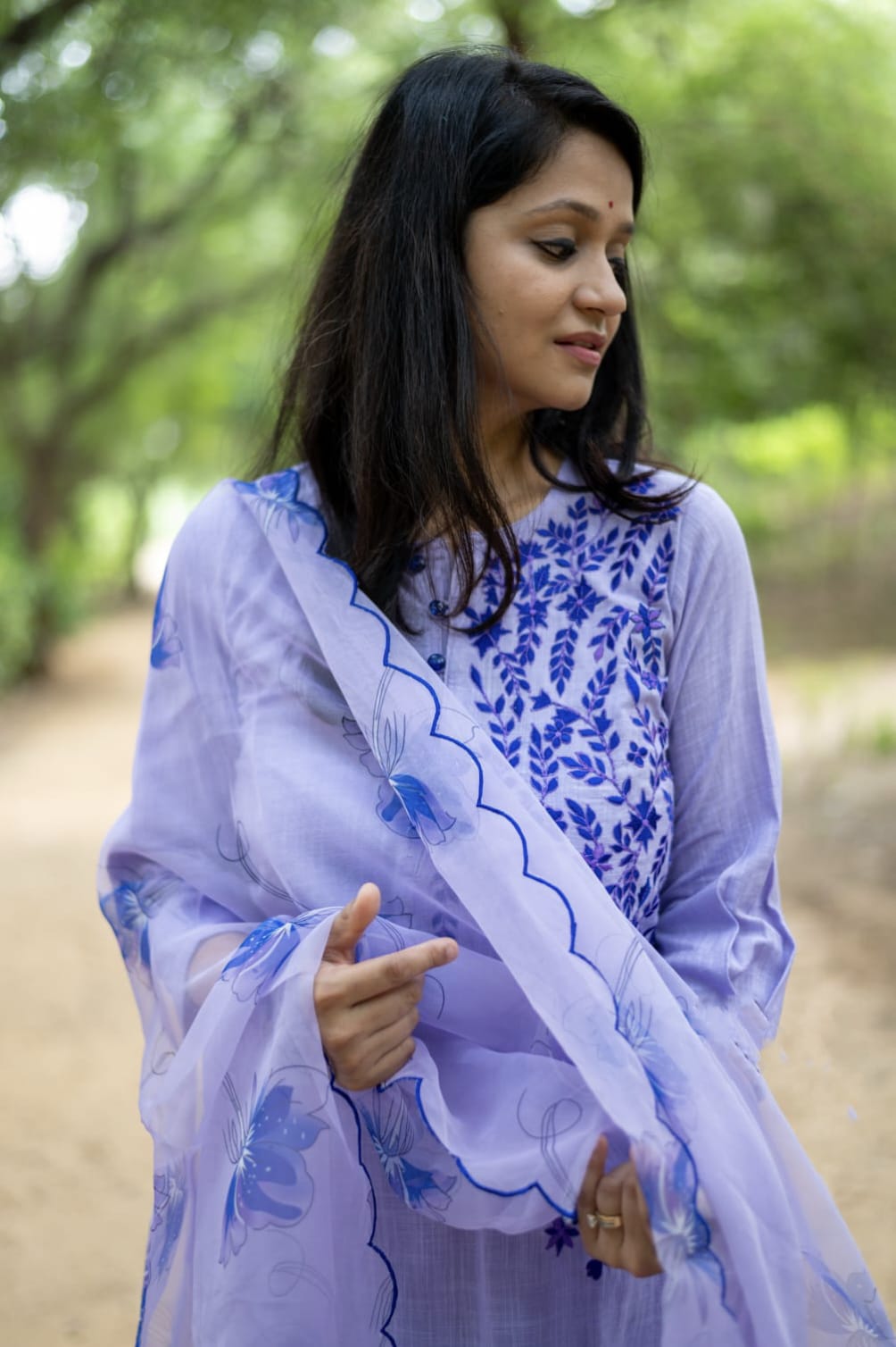 Purple Embroidered Kurta Set