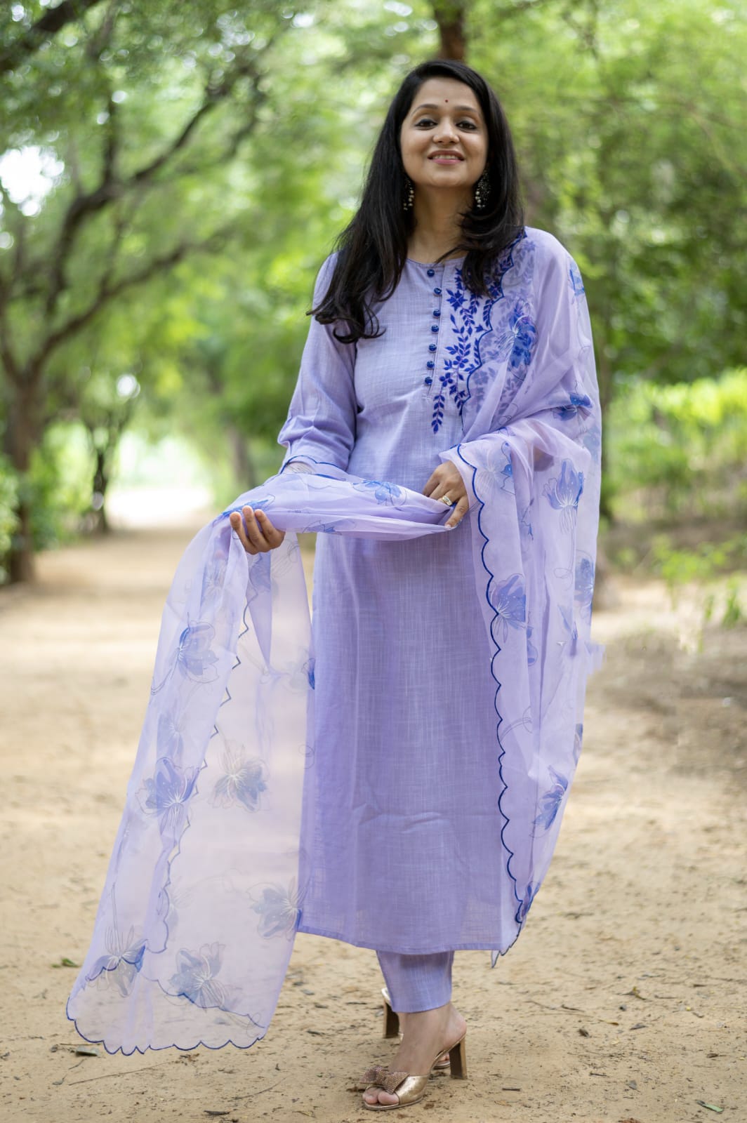 Purple Embroidered Kurta Set