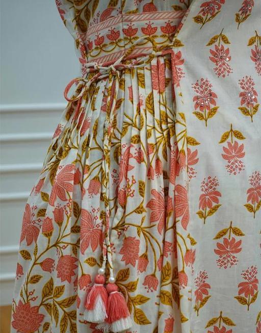 Printed Cotton Angrakha Style Kurta Set