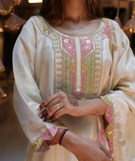 Self Design Embroidered Kurta Set With Dupatta