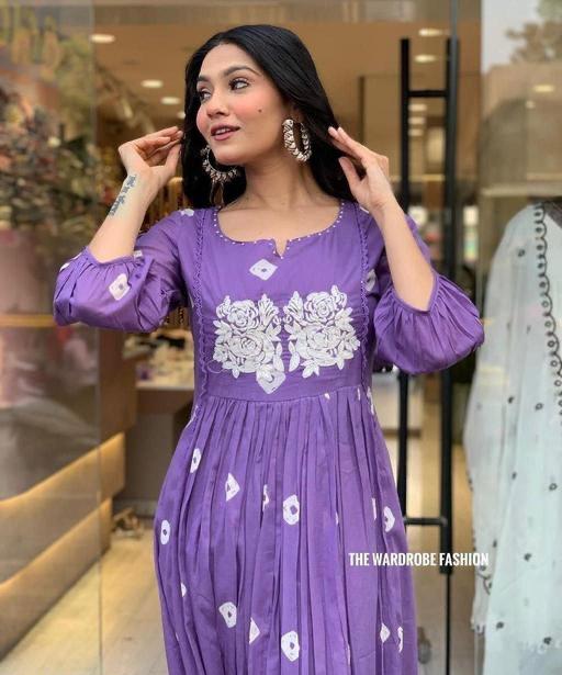 Purple Pure Mulmul Cotton Bandhej Kurta Pants Set