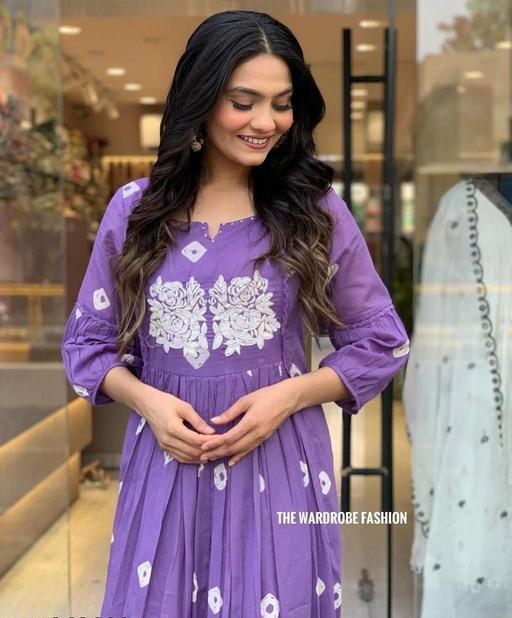 Purple Pure Mulmul Cotton Bandhej Kurta Pants Set
