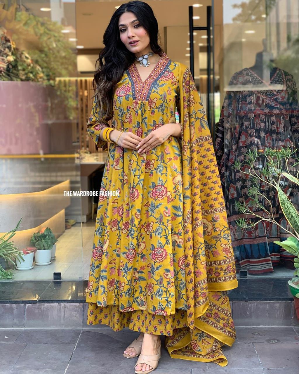 Printed A line Kurta Pants Set