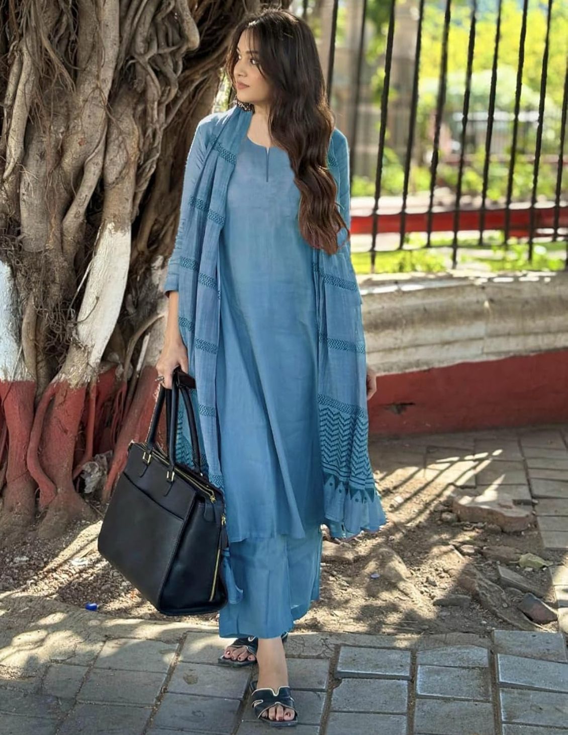 Cotton Slub Kurta Set with Dupatta