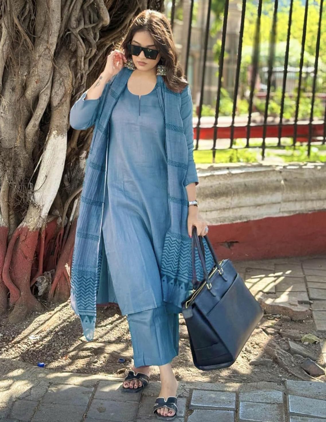 Cotton Slub Kurta Set with Dupatta