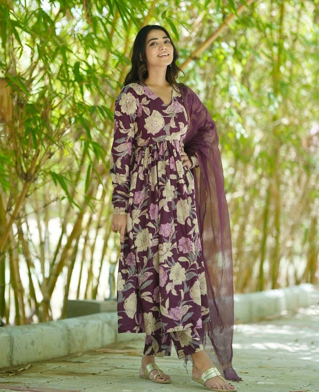 Burgundy Kalamkari Cotton Kurta Set