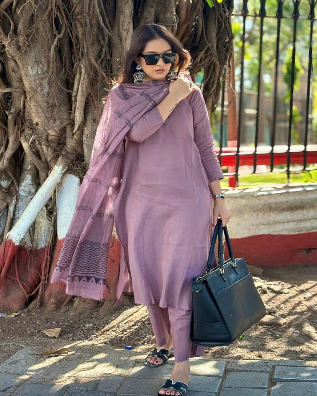 Cotton Slub Kurta Set with Dupatta