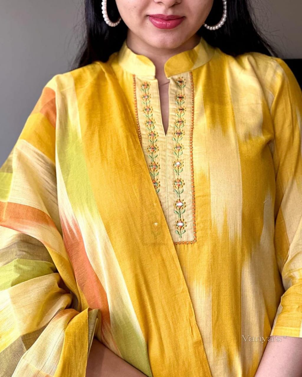 Yellow South Cotton Kurta Set