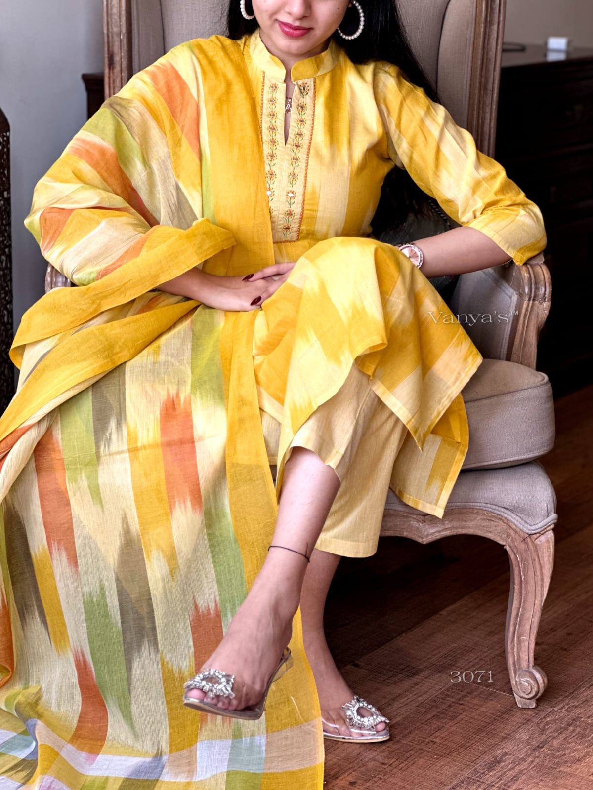 Yellow South Cotton Kurta Set
