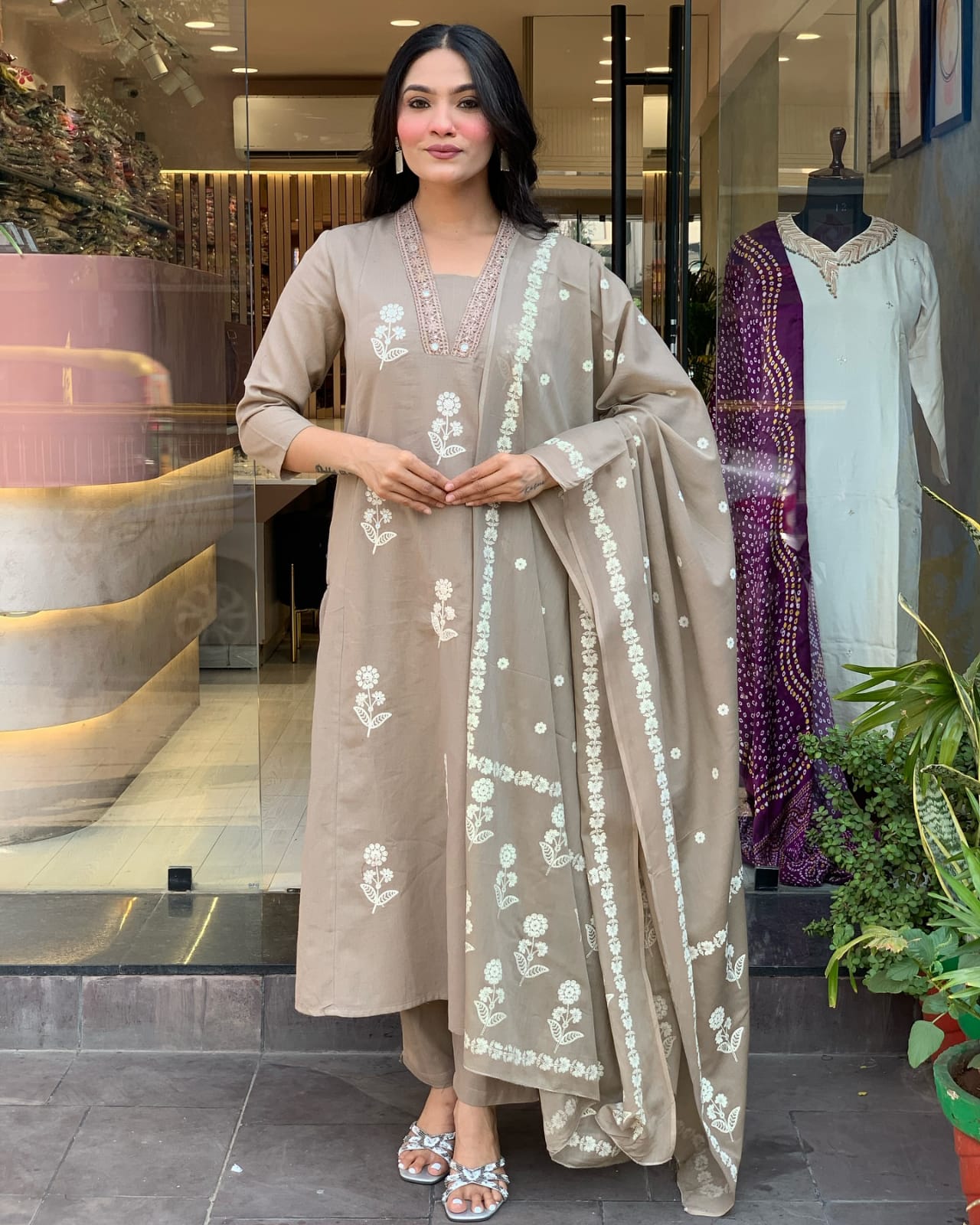 Cotton Lacework Kurta Set