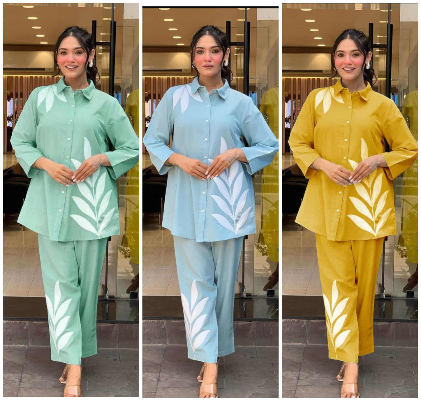 Pastel Cotton Embroidered Coord Set