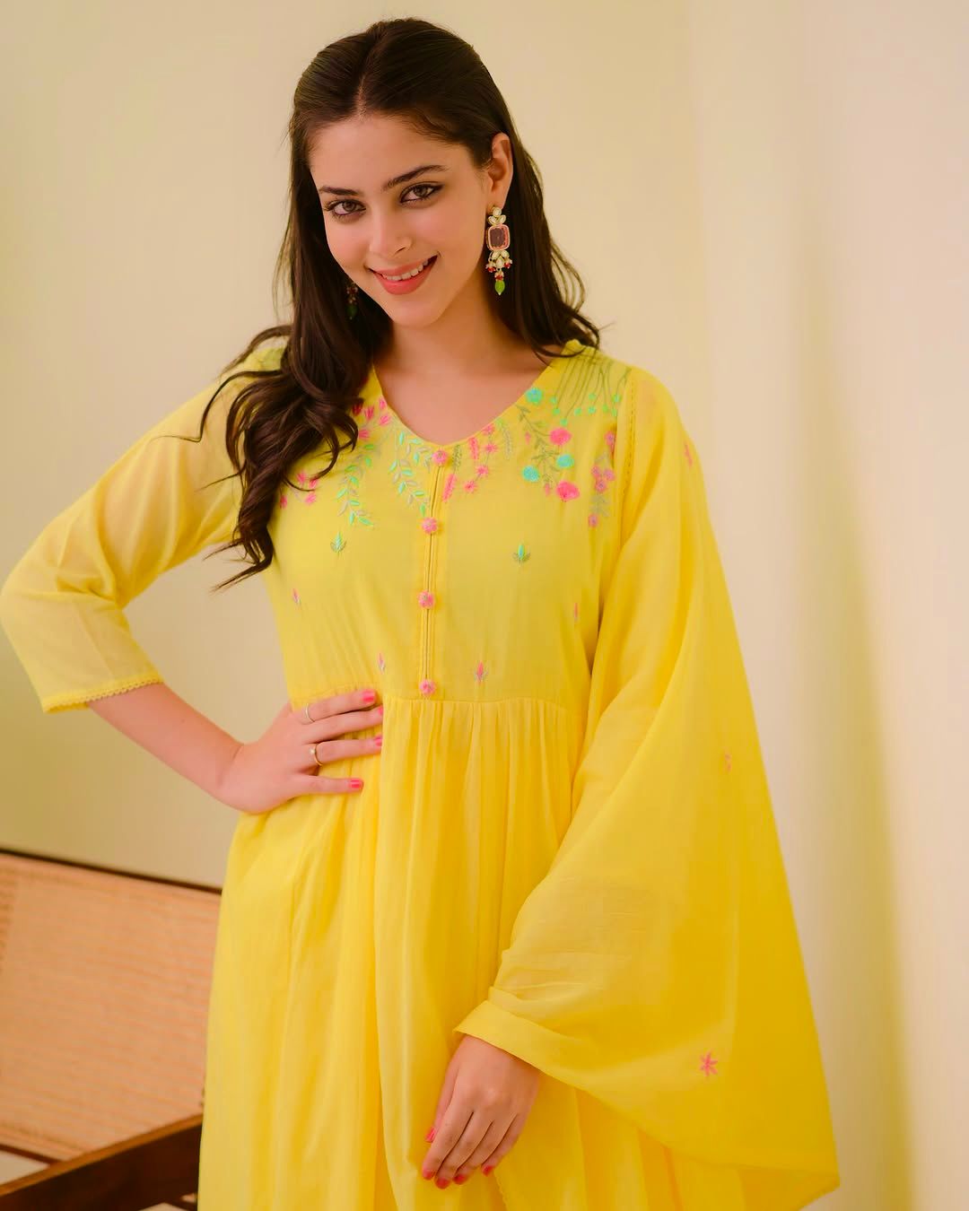 Yellow/Green Embroidered Kurta Set with Dupatta