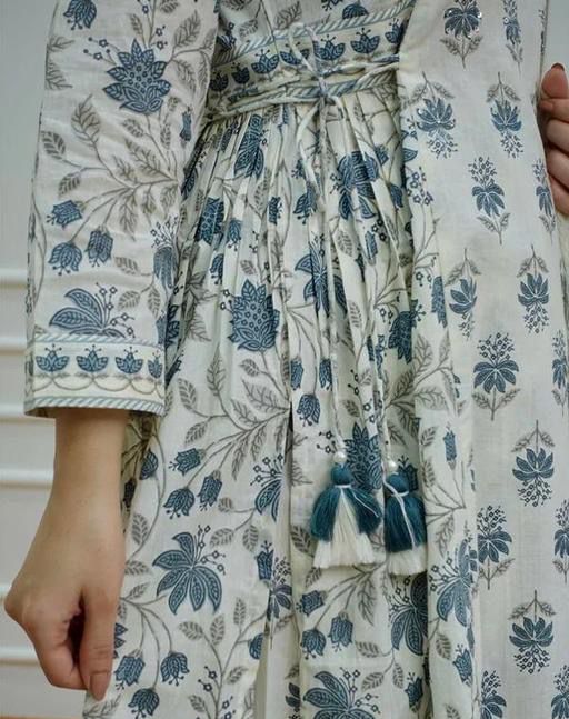 Printed Cotton Angrakha Style Kurta Set