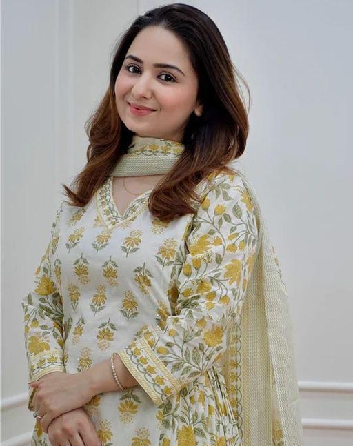 Printed Cotton Angrakha Style Kurta Set