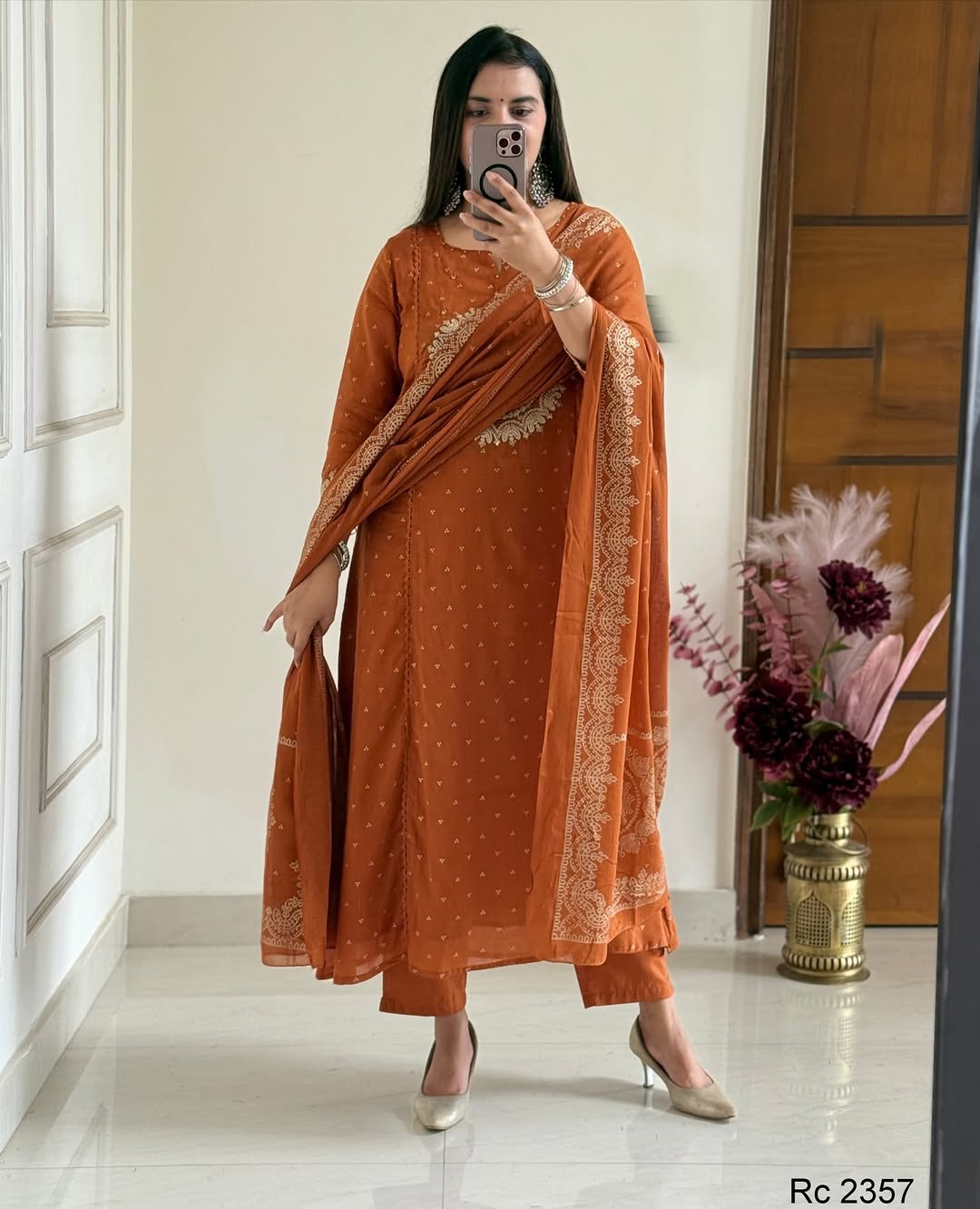 Purple/Pink/Green/Orange Festive Embroidered Kurta Set