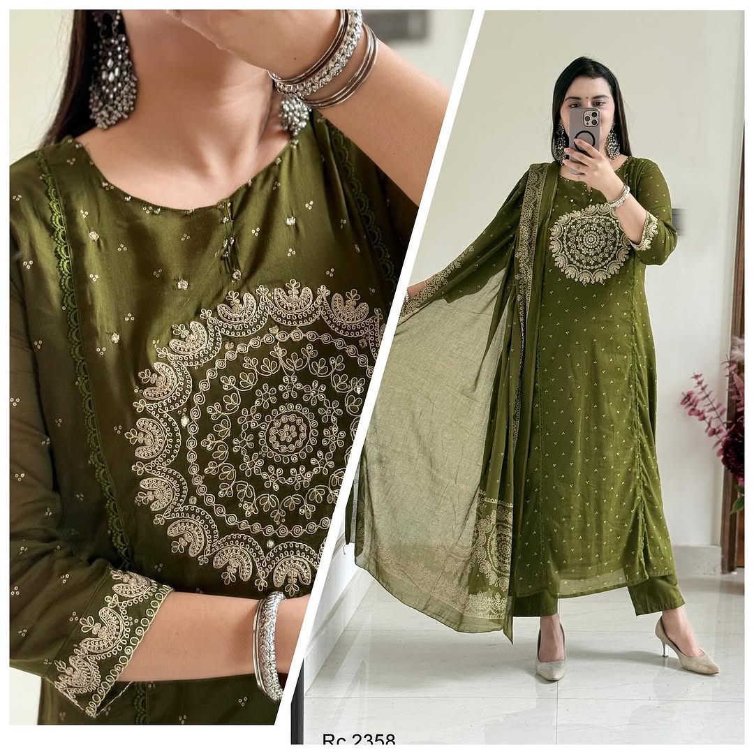 Purple/Pink/Green/Orange Festive Embroidered Kurta Set
