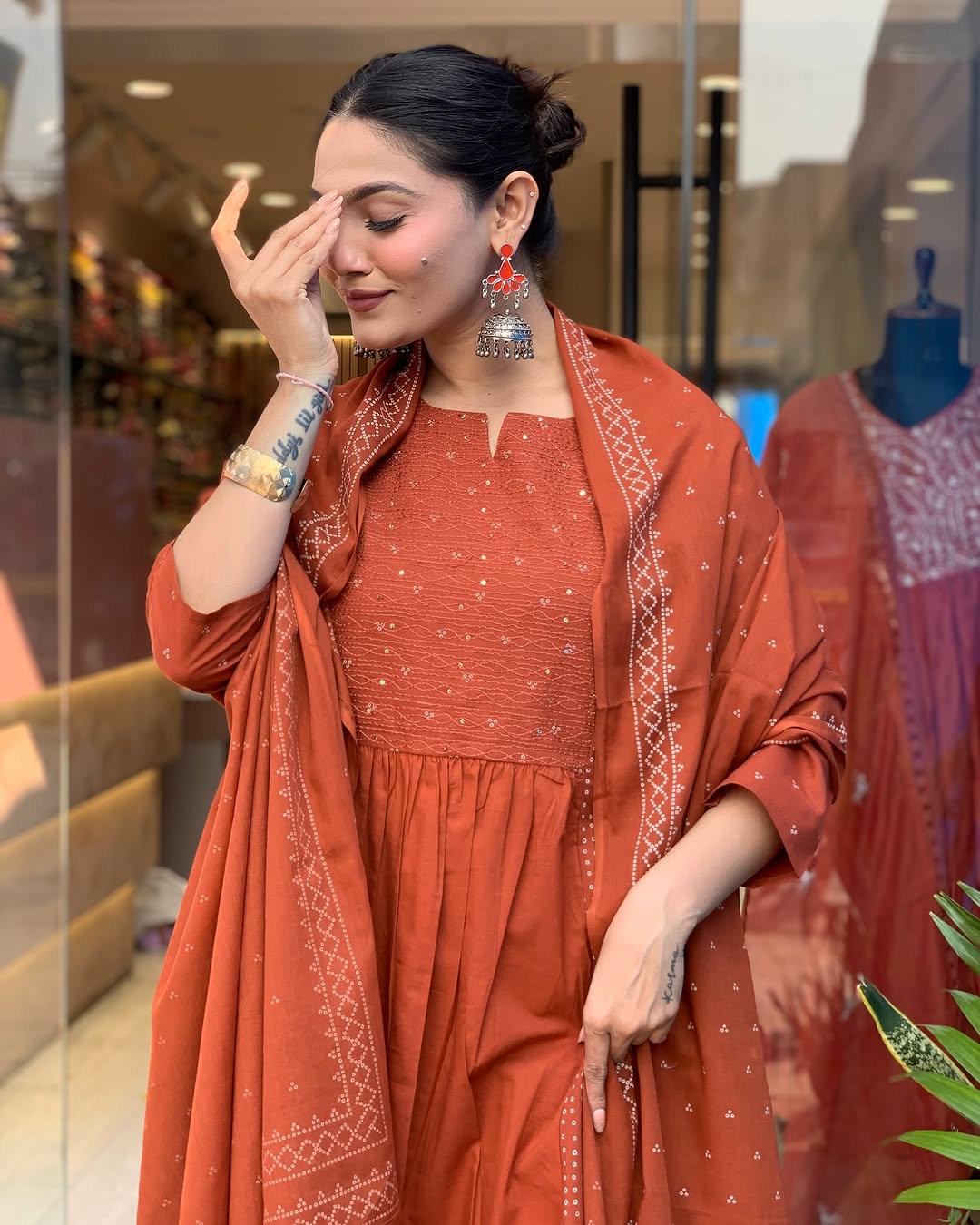 Smocking Embroidery Kurta Set