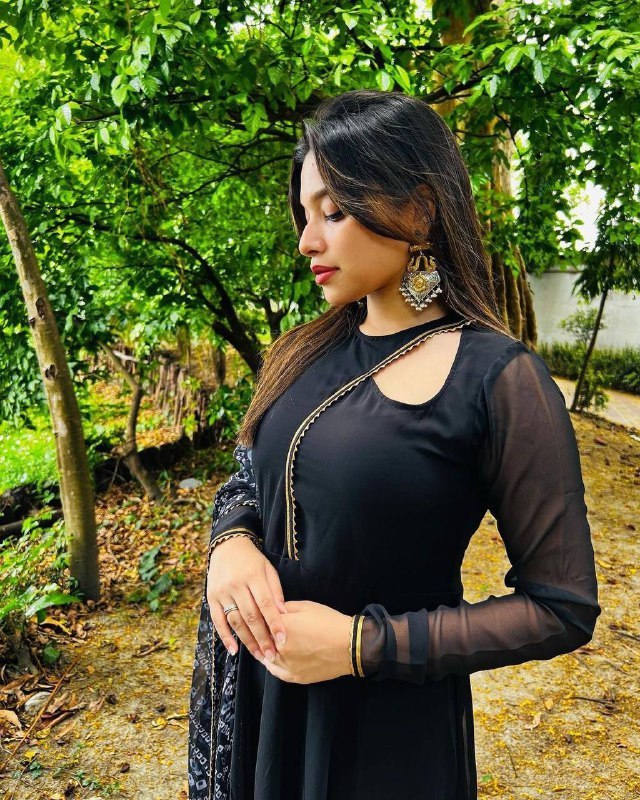 Black Designer Georgette Gown Kurta Set