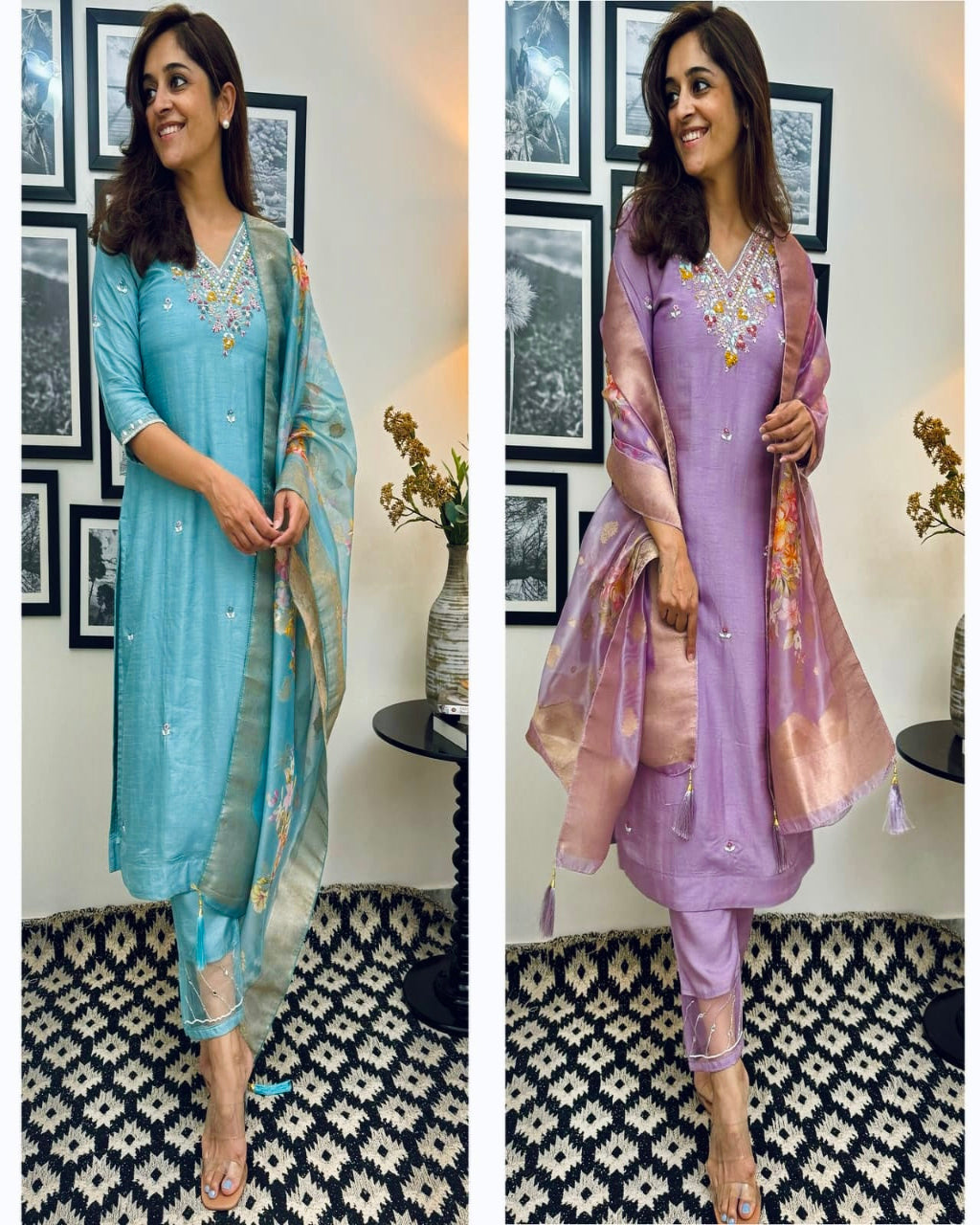 Sequin Embroidery Kurta Set