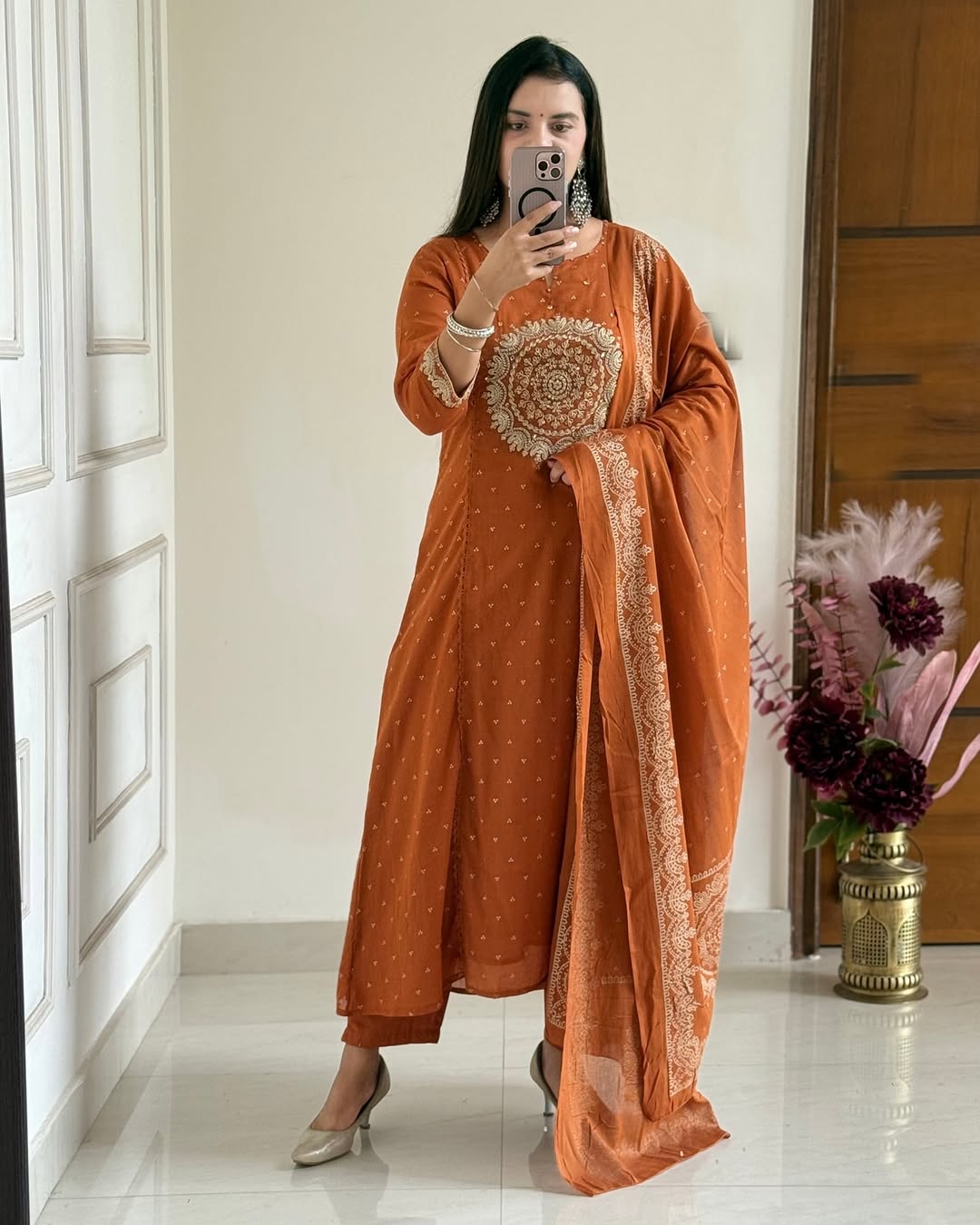 Purple/Pink/Green/Orange Festive Embroidered Kurta Set